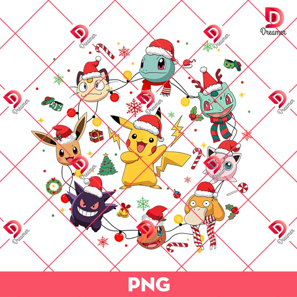 Christmas Cartoon Pokemon PNG, Pokemon Merry Christmas PNG