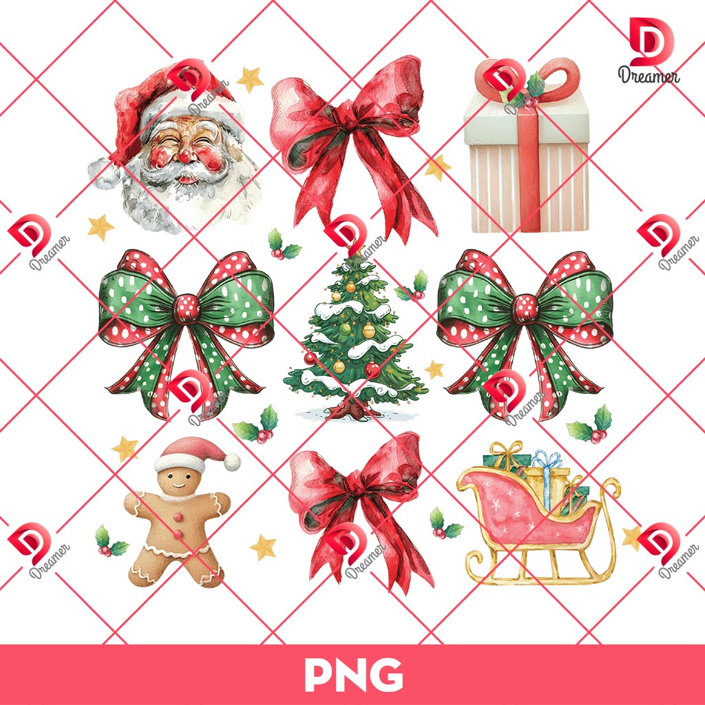 Christmas Coquette PNG, Christmas Bow PNG