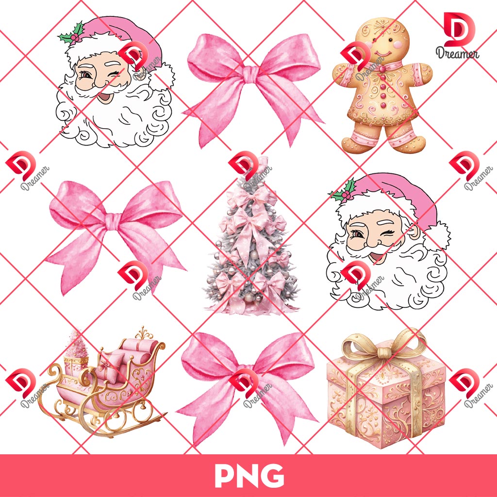 Christmas Coquette Santa Claus PNG, Merry Christmas PNG