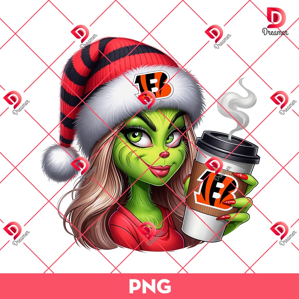 Cincinnati Bengals Grinch Girl PNG, Christmas Grinch NFL PNG