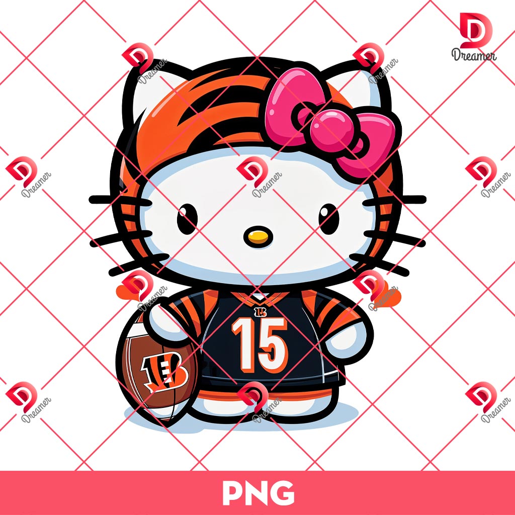 Cincinnati Bengals Hello Kitty Football PNG, NFL Kitty Bengals Team PNG