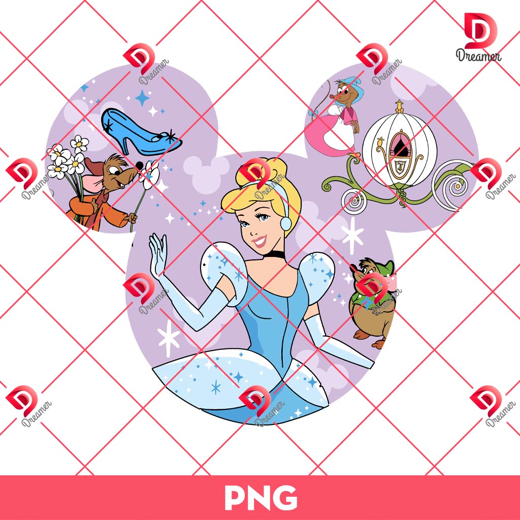 Cinderella Princess In Disney Mouse Head PNG, Disney Princess PNG