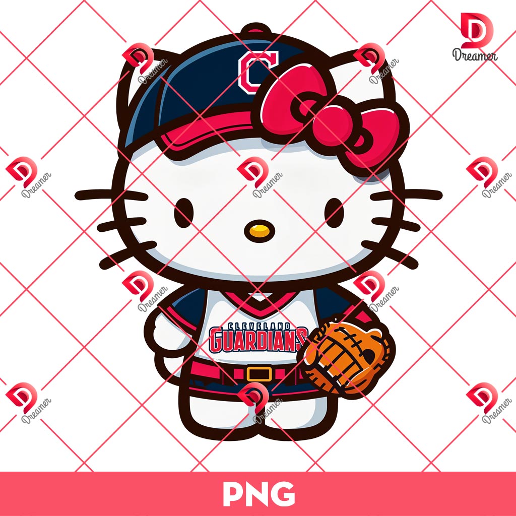 Cleveland Guardians Hello Kitty Player PNG, Kitty MLB Guardians Baseball PNG