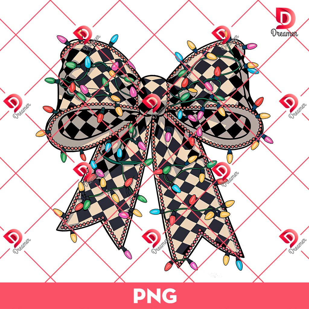 Coquette Christmas Lights Bow PNG, Merry Christmas Sweatshirt Digital Print PNG
