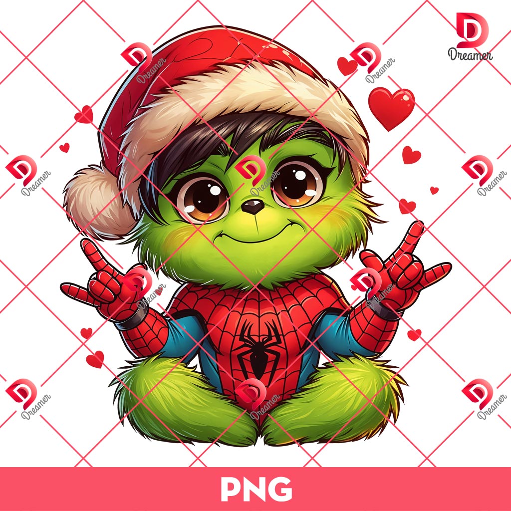 Cute Baby Grinch Spiderman PNG, Superhero Grinchmas PNG, Merry Christmas Spiderman Grinch PNG