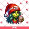Cute Grinch Girl Denver Broncos PNG, NFL Football Boujee Grinch Coffee Christmas PNG