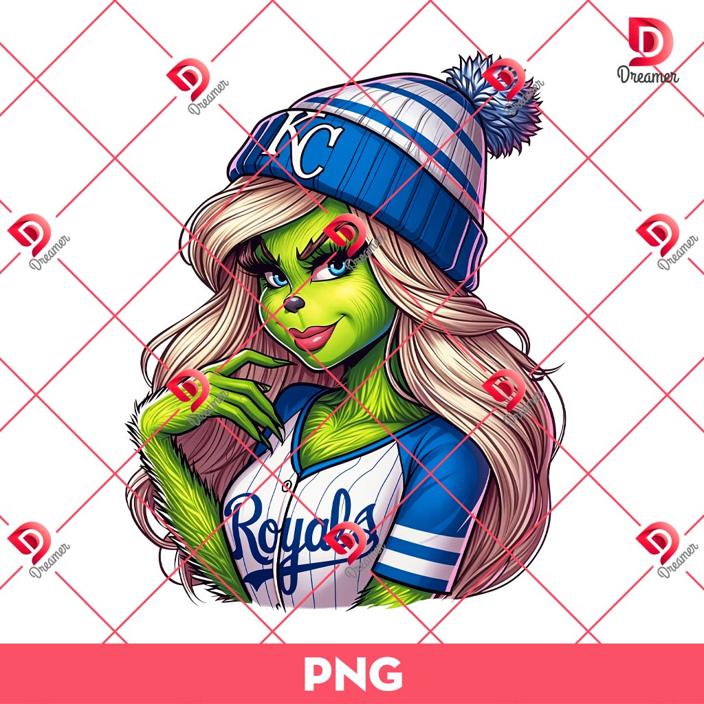 Cute Grinchy KC Royals Baseball PNG, MLB Grinchmas Kansas City Royals PNG