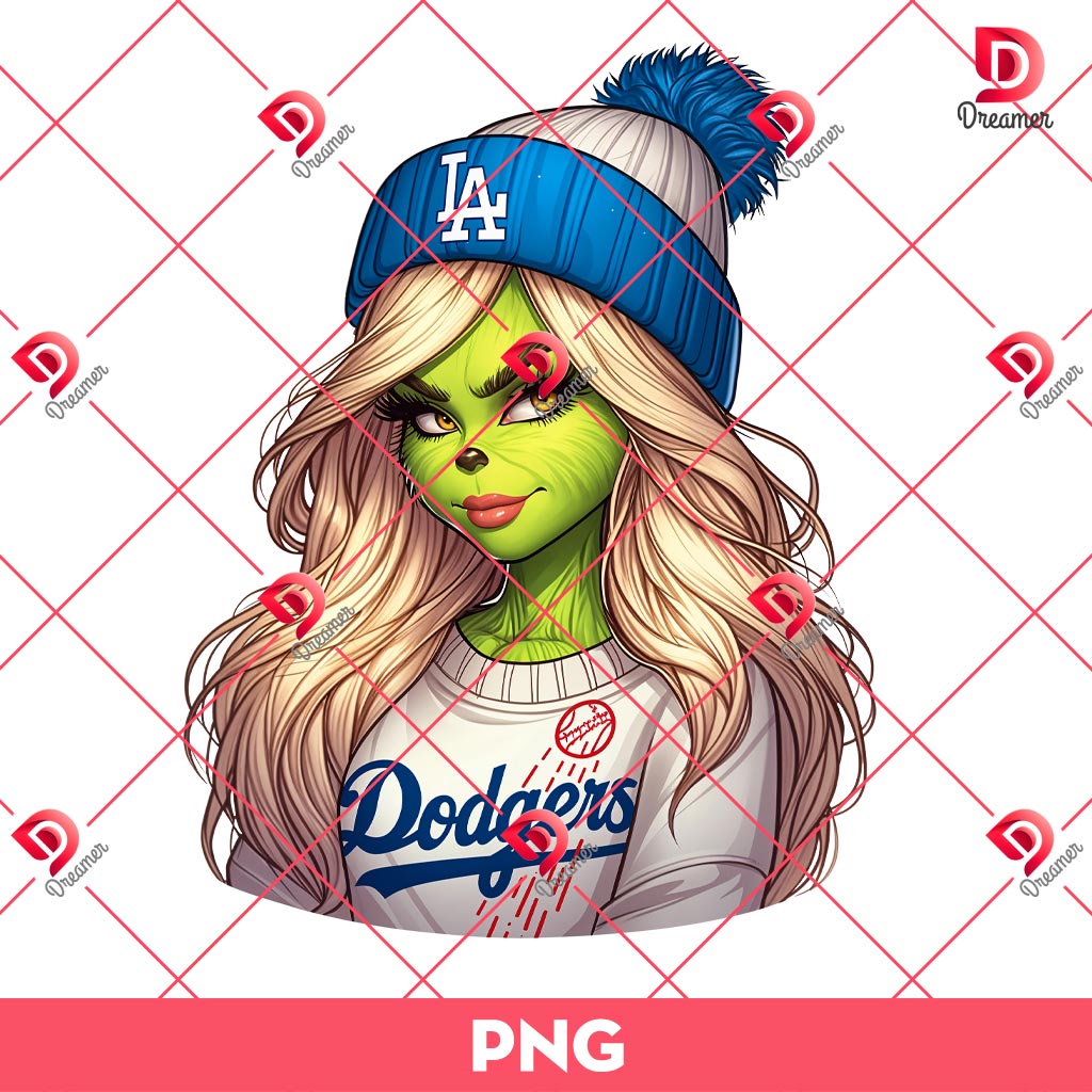 Cute Grinchy Los Angeles Dodgers PNG, MLB Baseball Grinchmas Dodgers PNG