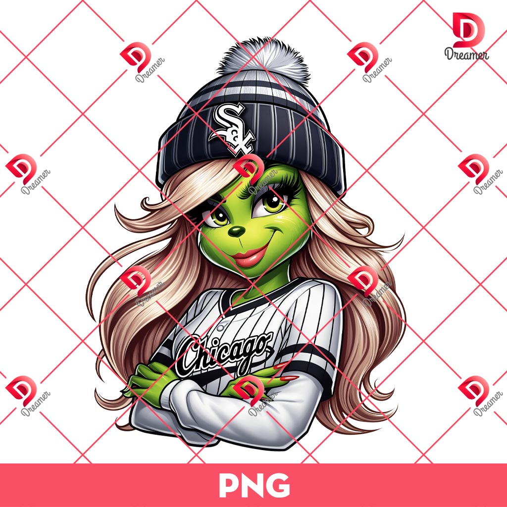 Cute Grinchy MLB Chicago White Sox PNG, Baseball Grinchmas Chicago White Sox PNG