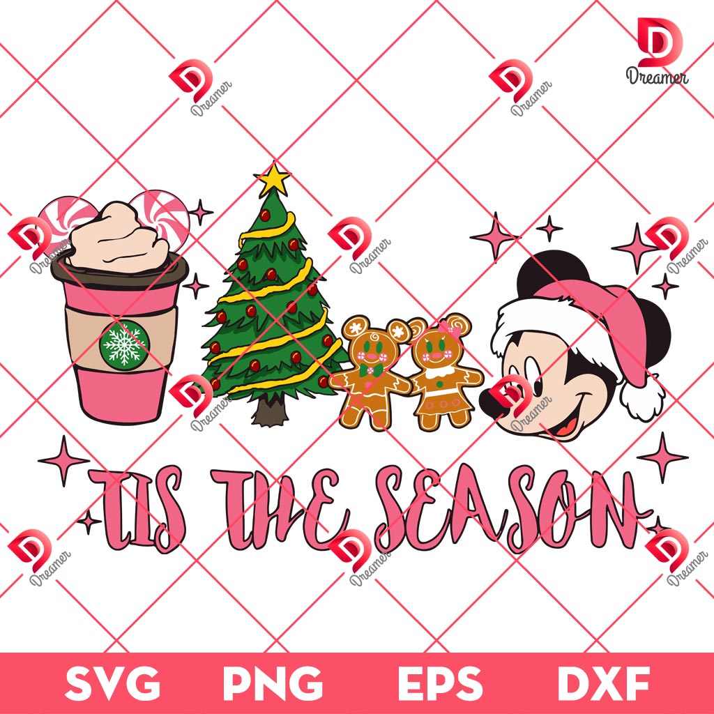 Disney Mouse Tis The Season Christmas SVG PNG, Merry Christmas Disney Friends SVG PNG, Mickey Mouse Xmas SVG PNG