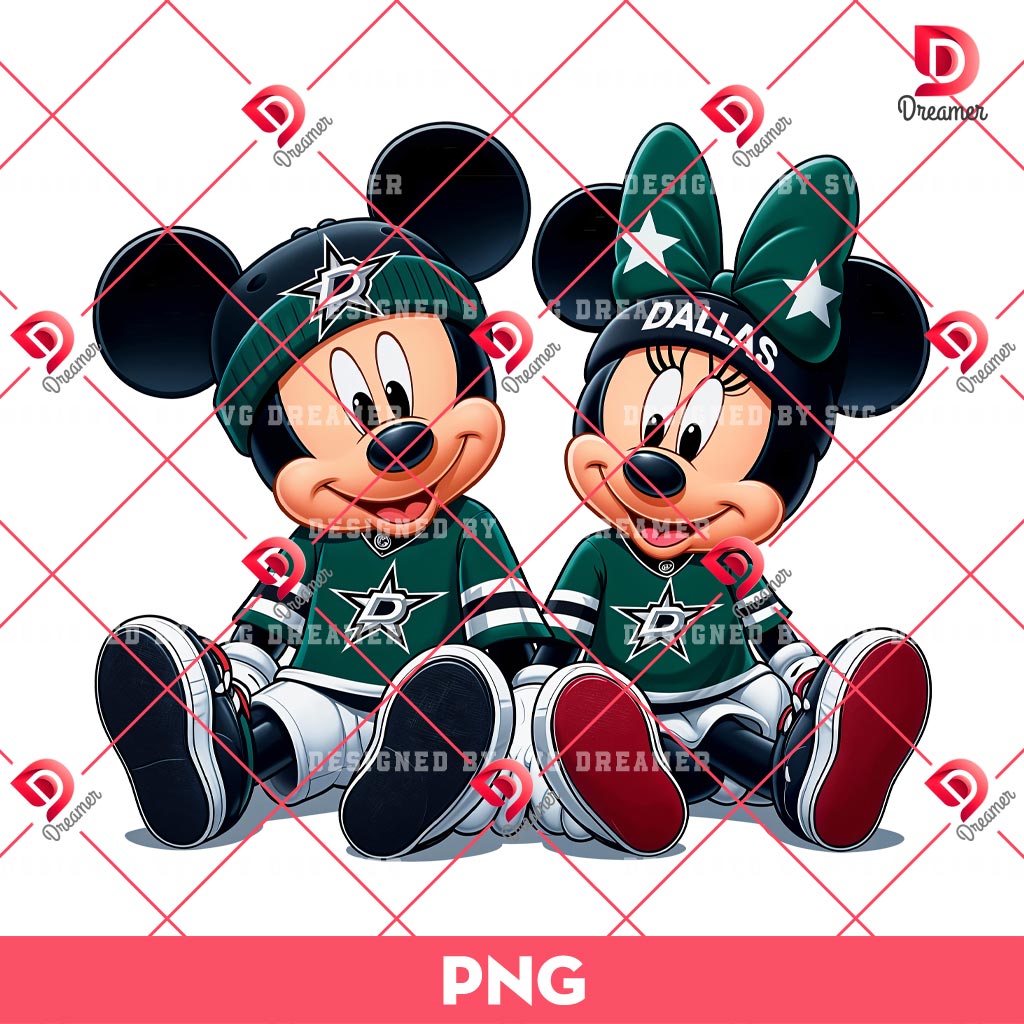 Dallas Stars Mickey Minnie PNG, NHL Hockey Disney Friends Sport PNG