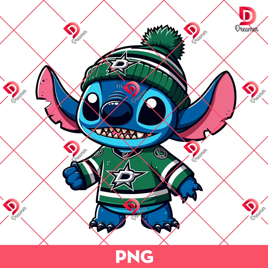 Dallas Stars Stitch PNG, Disney Stitch NHL Sport PNG