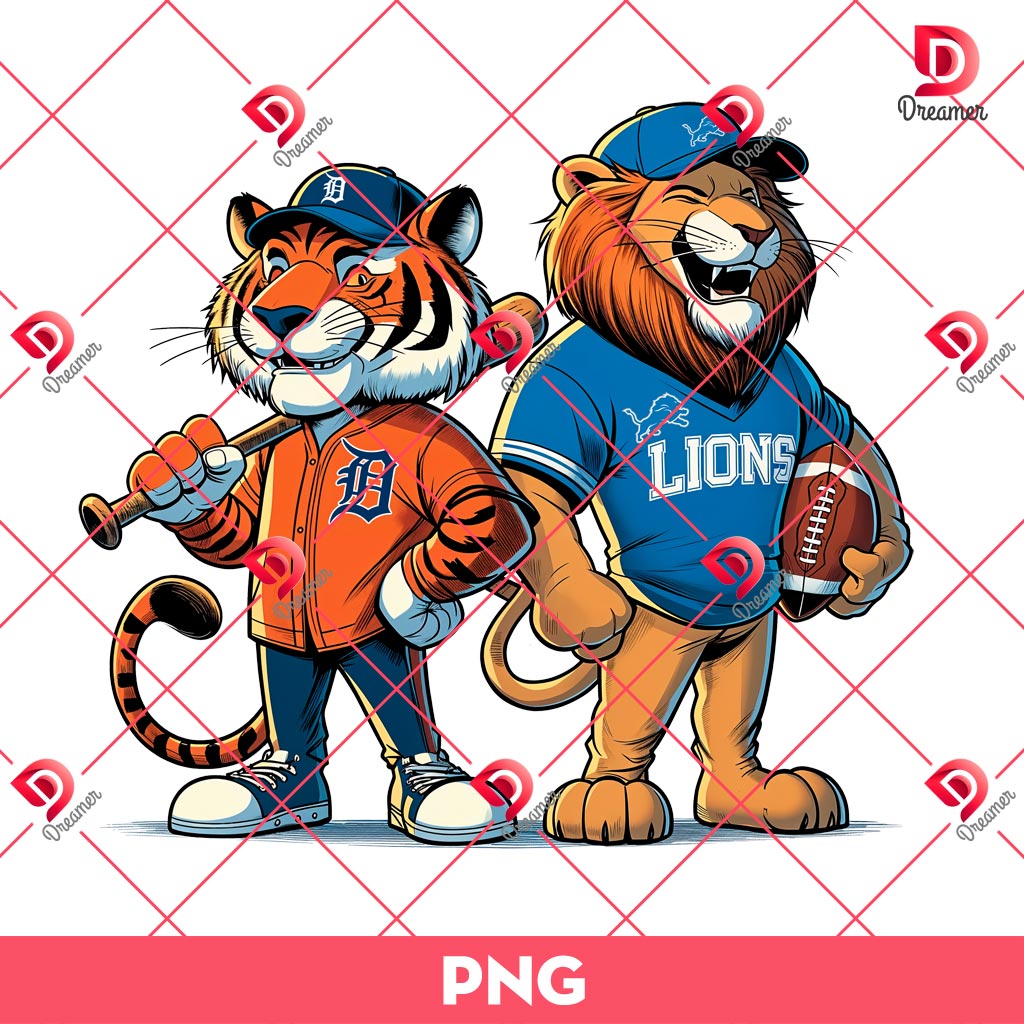 Detroit Lions And Tigers PNG, Detroit Baseball Football Sport PNG