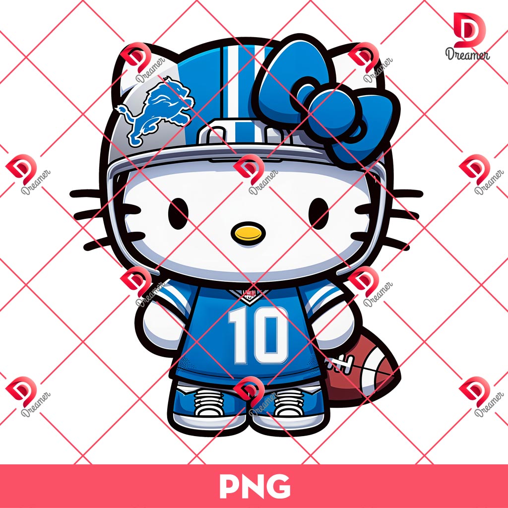 Detroit Lions Hello Kitty Player PNG, NFL Hello Kitty Lions Football Team PNG