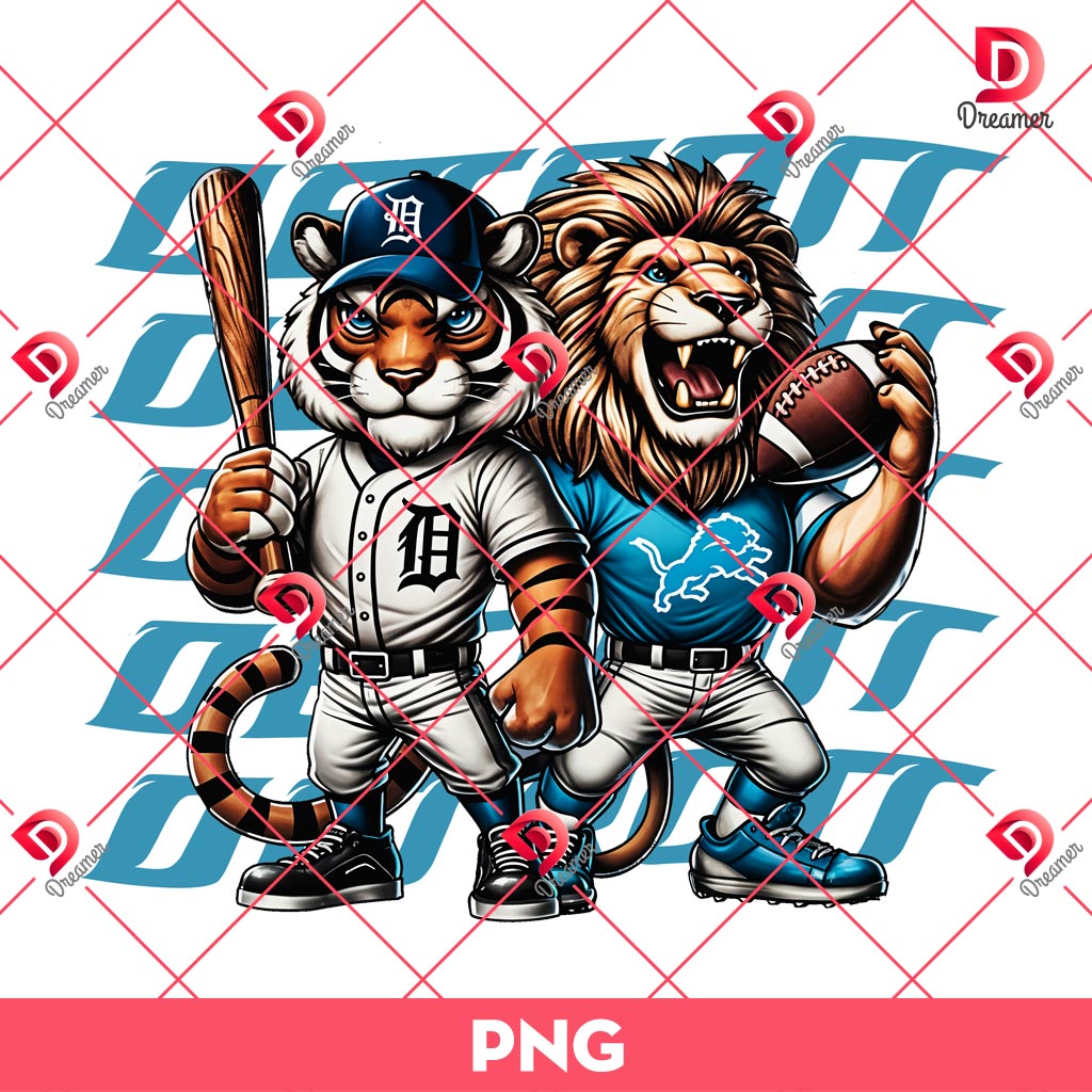 Detroit Tigers And Detroit Lions PNG, Detroit Sport PNG