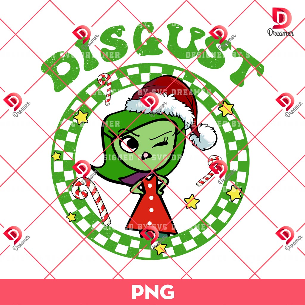 Disgust Inside Out Christmas PNG, Inside Out 2 Cartoon Merry Christmas PNG