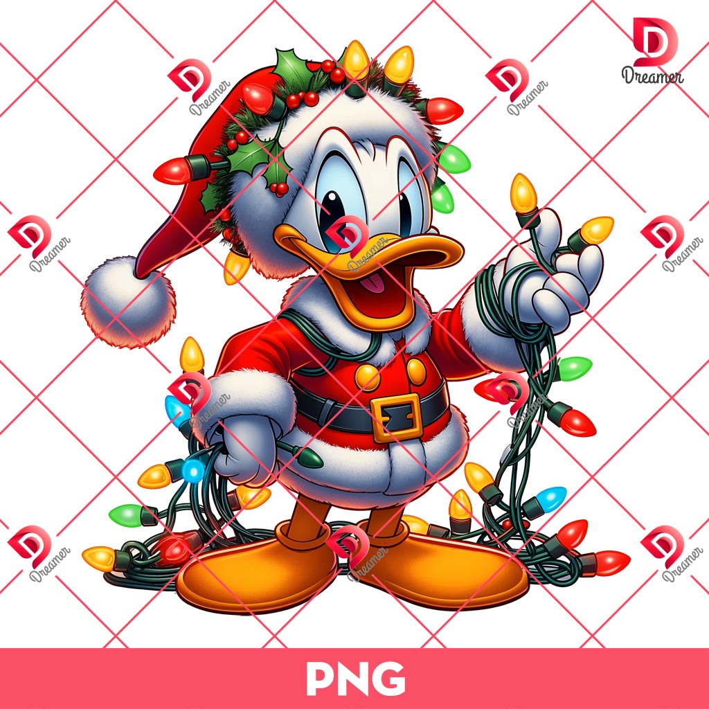Disney Donald Christmas Lights PNG, Merry Christmas Disney Friends PNG