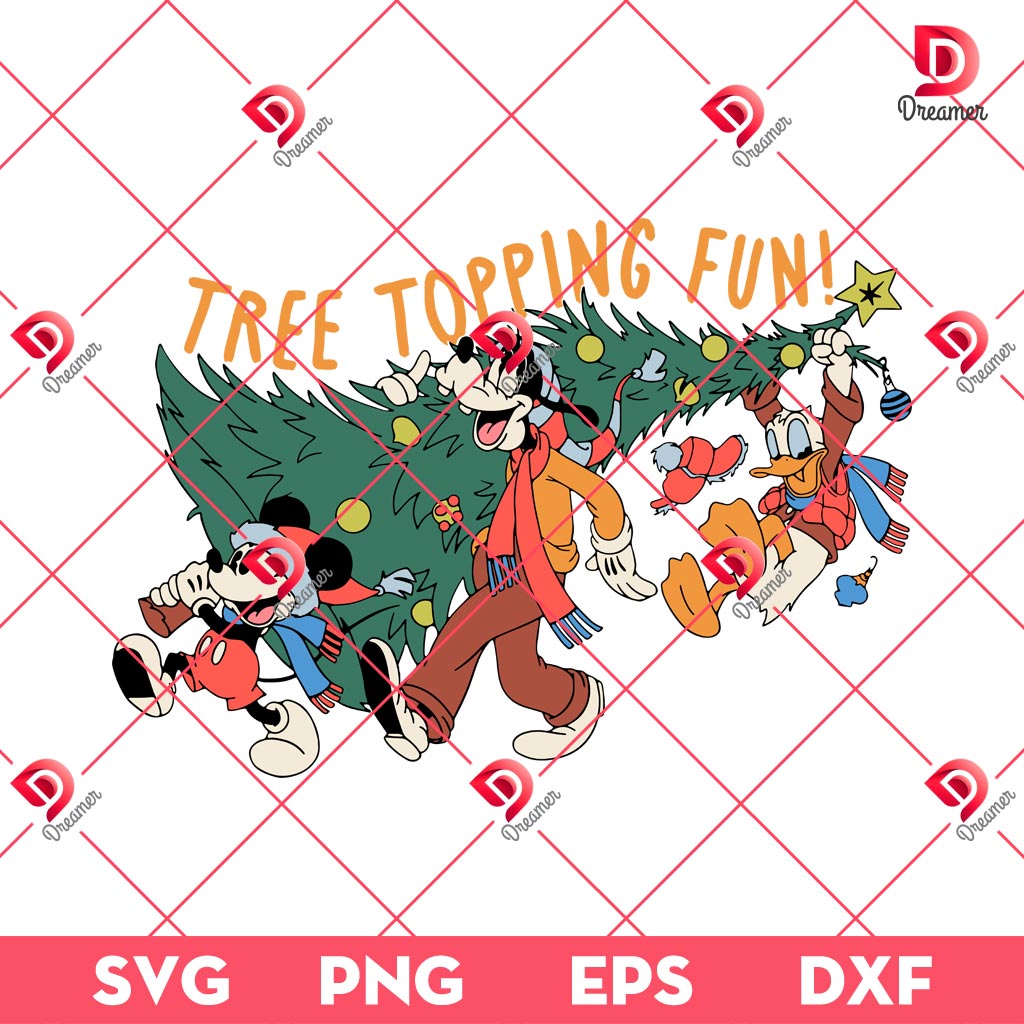 Disney Friends Tree Topping Fun SVG PNG, Disney Christmas SVG PNG EPS DXF