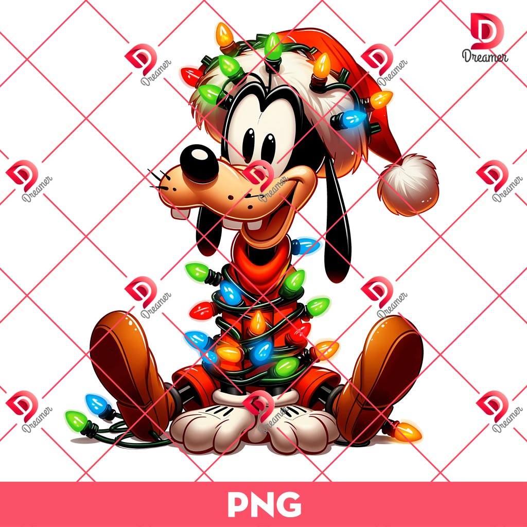 Disney Goofy Christmas Lights PNG, Merry Christmas Disney Friends PNG