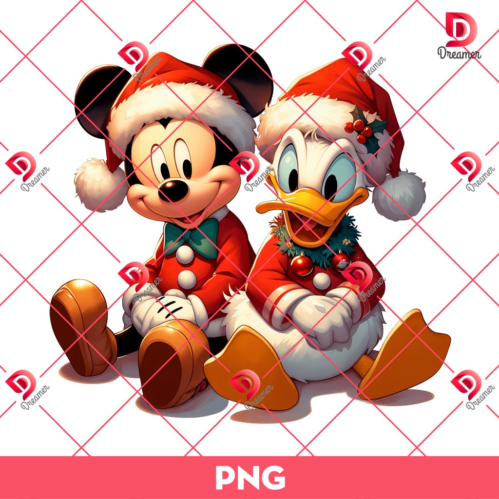 Disney Mickey And Donald Christmas PNG, Merry Xmas Donald Mickey PNG