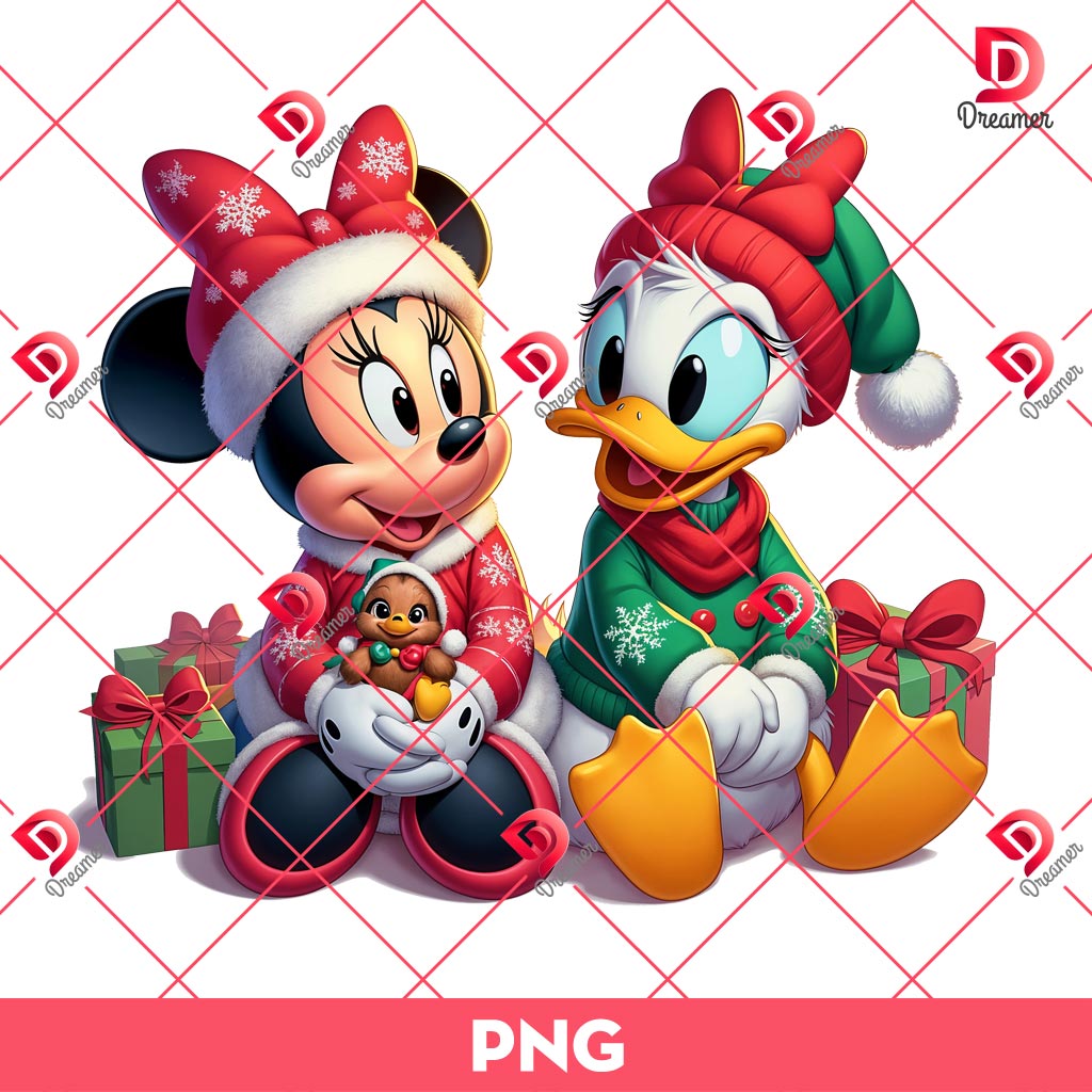 Disney Minnie Mouse And Daisy Duck Christmas PNG, Merry Xmas Daisy Minnie PNG