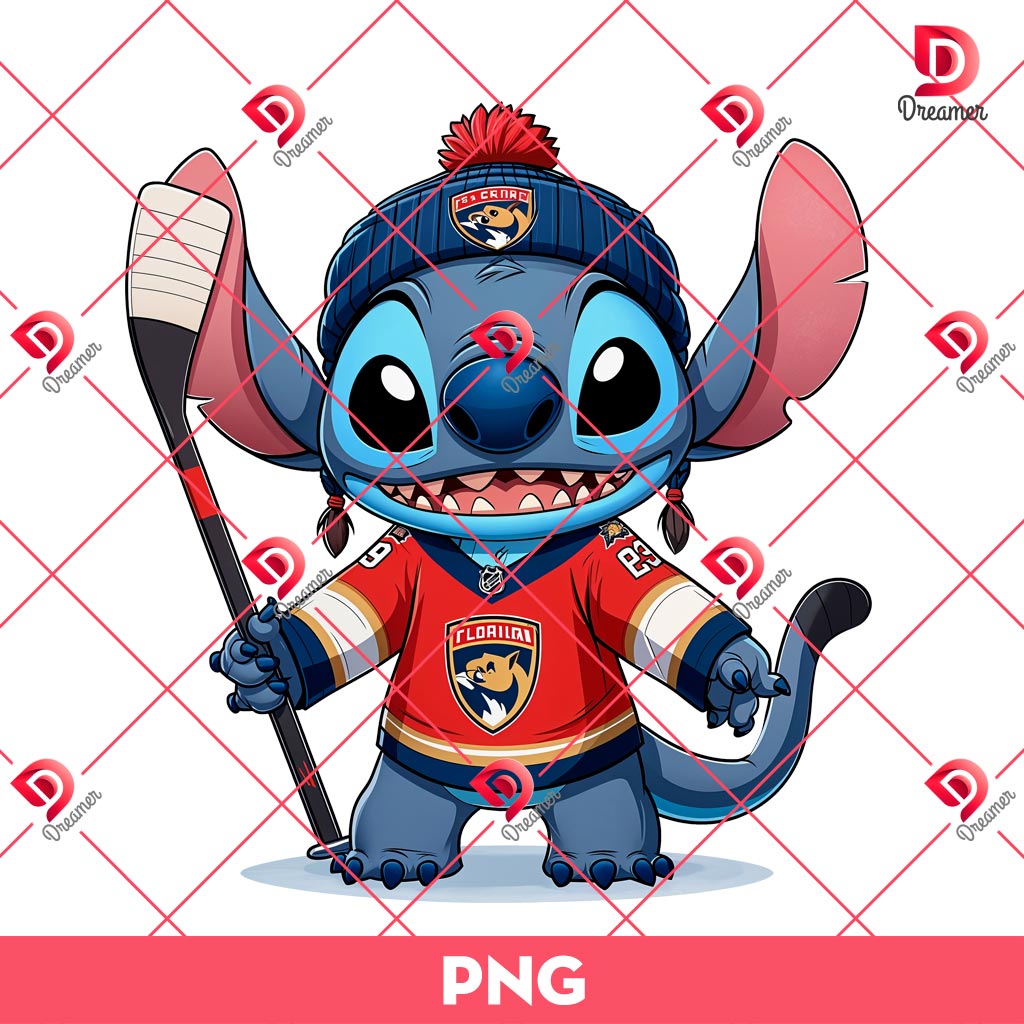 Florida Panthers Disney Stitch PNG, Stitch NHL Hockey Sport PNG
