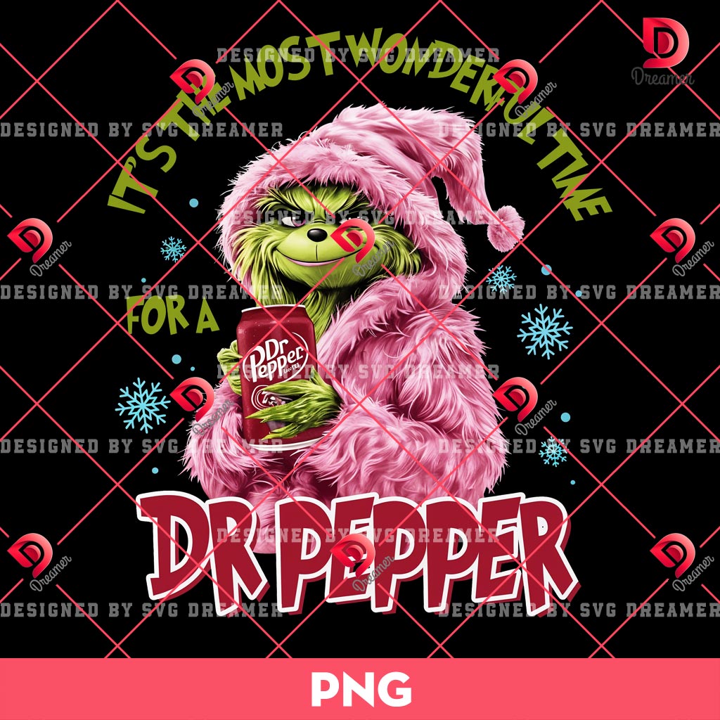 Grinch Dr Pepper Christmas PNG, It's The Most Wonderful Time For A Dr Pepper PNG