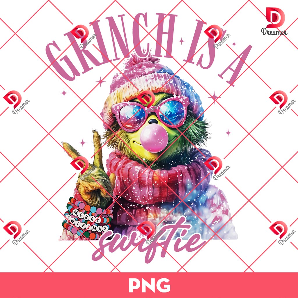 Grinch Is A Swiftie PNG, Merry Swiftmas PNG