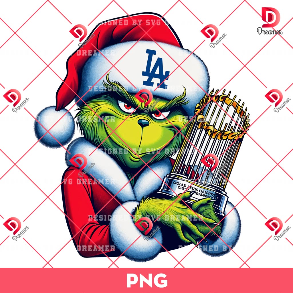 Grinch Los Angeles Dodgers PNG, LA Dodgers World Series Champions 2024 PNG, Grinchmas Dodgers PNG