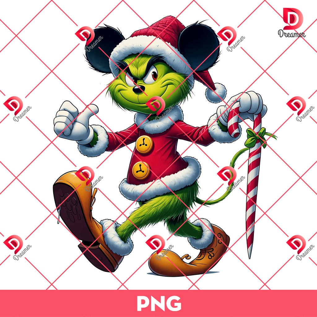 Grinch Mickey Mouse PNG, Disney Mickey X Grinchmas PNG, Merry Christmas Disney Cartoon Character PNG