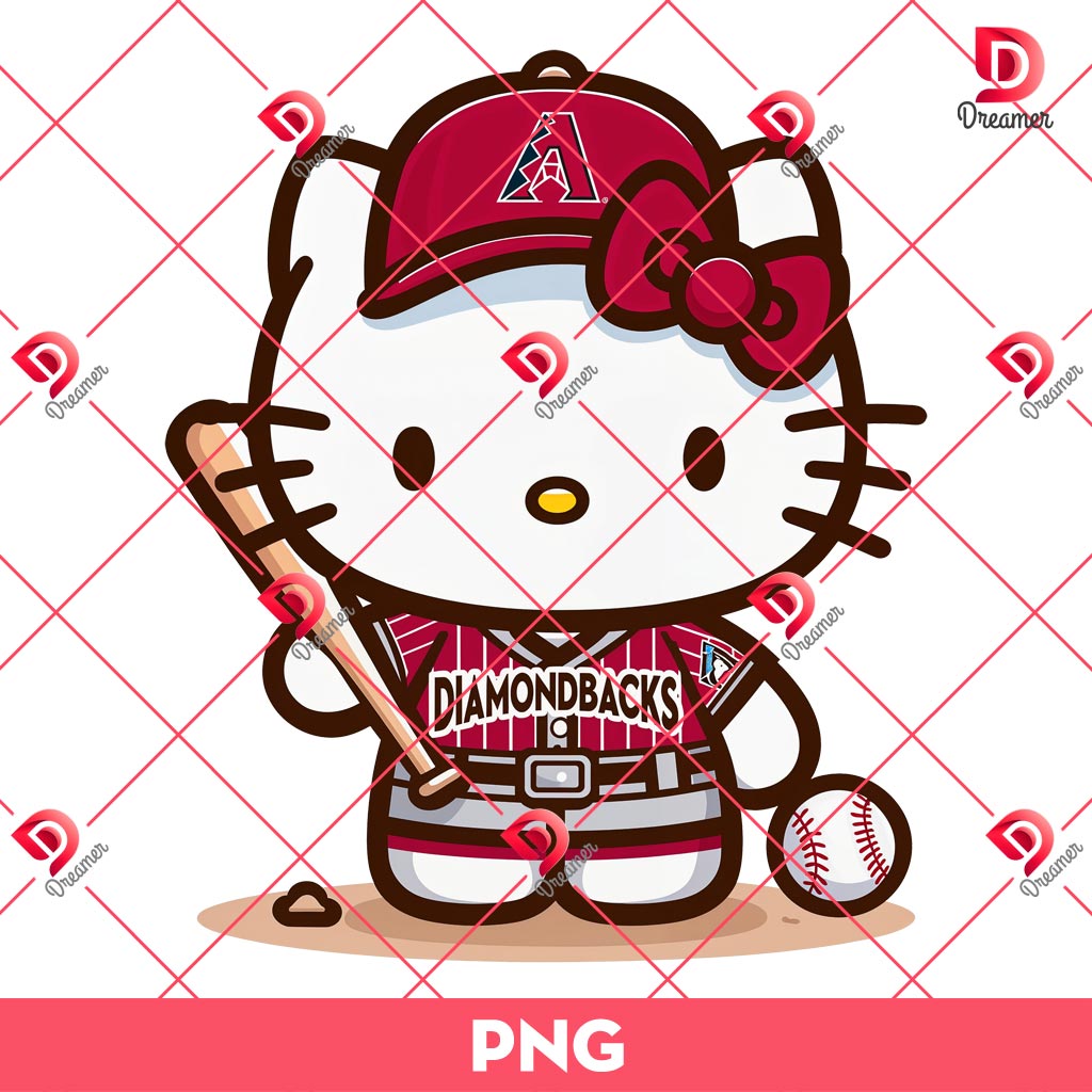 Hello Kitty Baseball Arizona Diamondbacks PNG, MLB Hello Kitty Diamondbacks Player PNG
