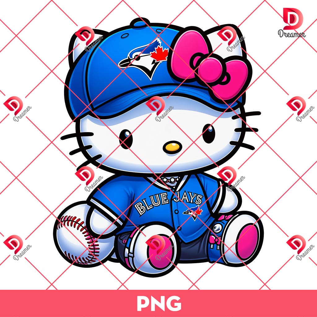 Hello Kitty Baseball Toronto Blue Jays Player PNG, MLB Hello Kitty Blue Jays PNG