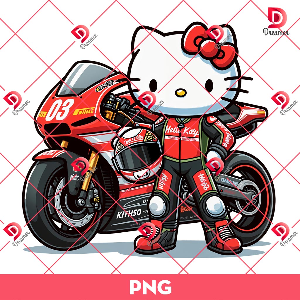 Hello Kitty Biker PNG, Hello Kitty And Motorcycle PNG