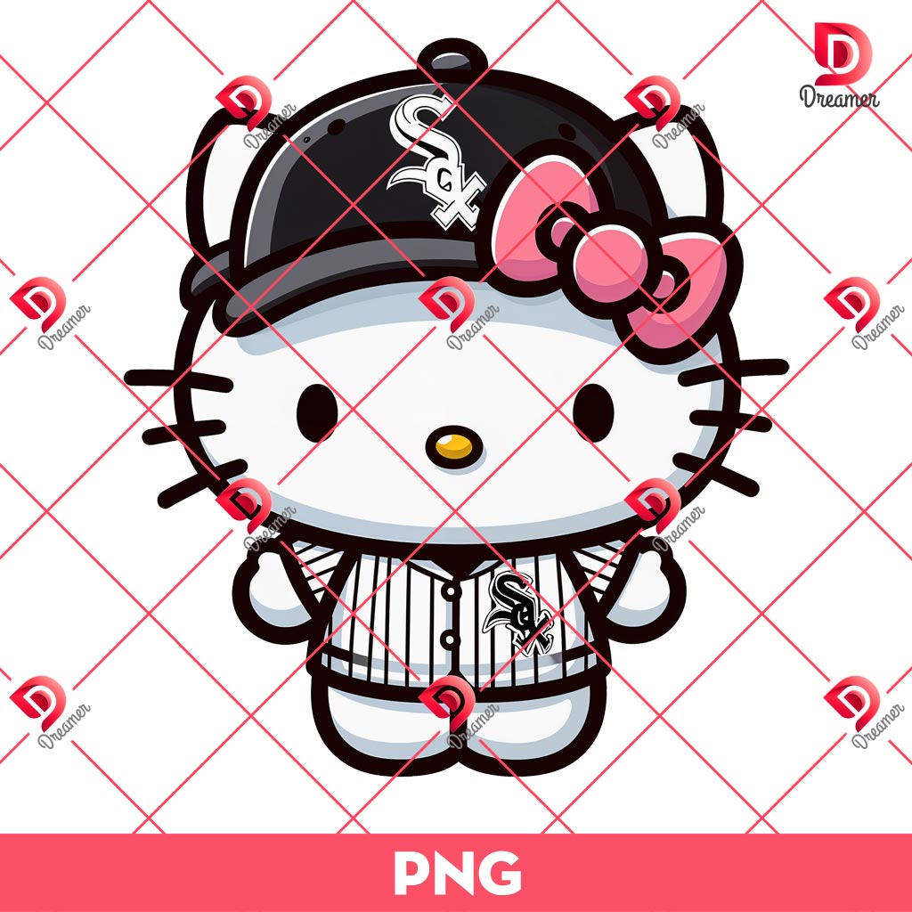 Hello Kitty Chicago White Sox Player PNG, MLB Baseball Hello Kitty PNG