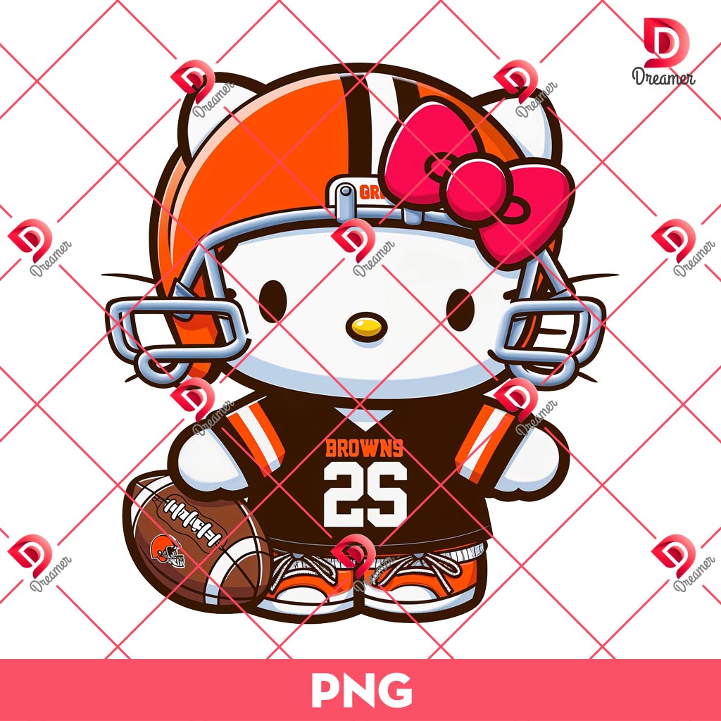 Hello Kitty Cleveland Browns Player PNG, NFL Kitty Browns Team PNG