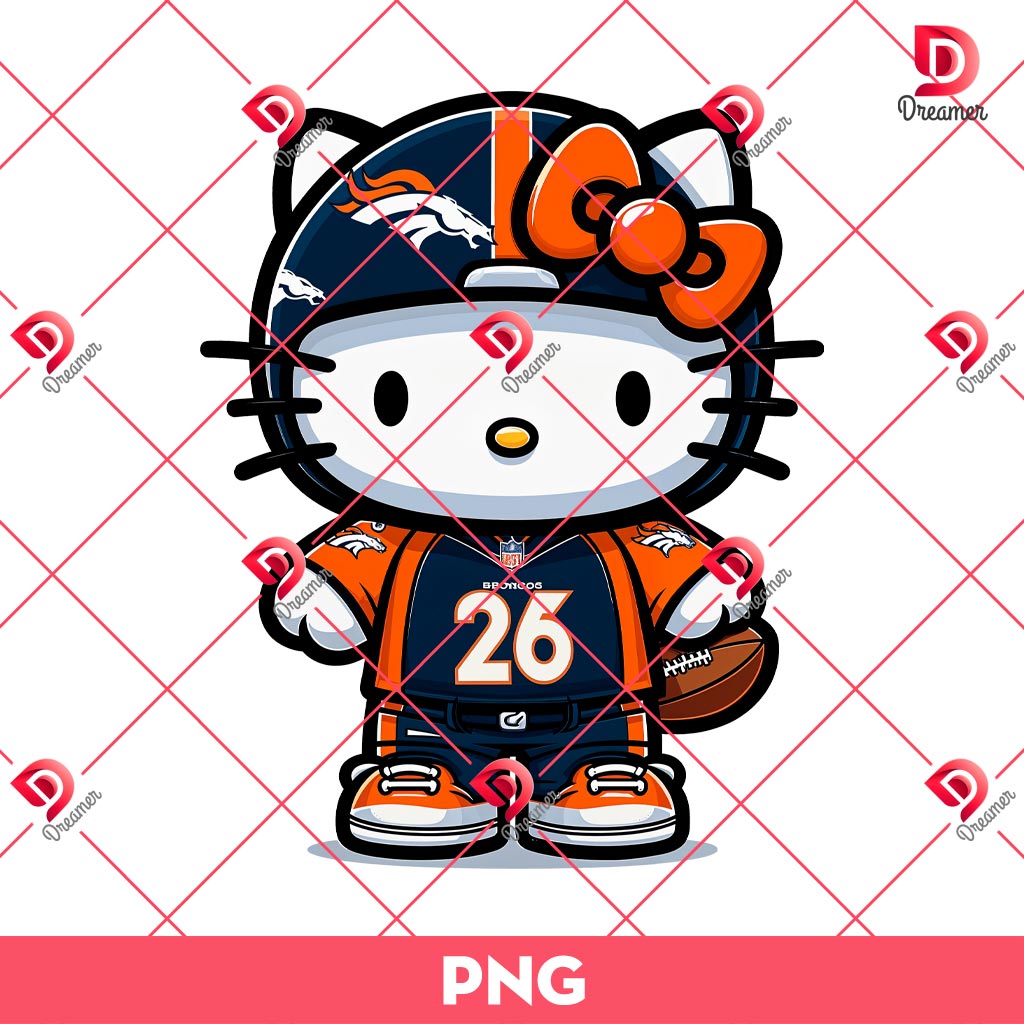 Hello Kitty Denver Broncos NFL Player PNG, Kitty Football Broncos PNG