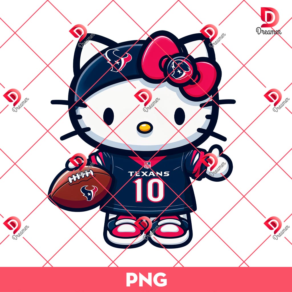 Hello Kitty Houston Texans Football Player PNG, NFL Kitty Texans Team PNG