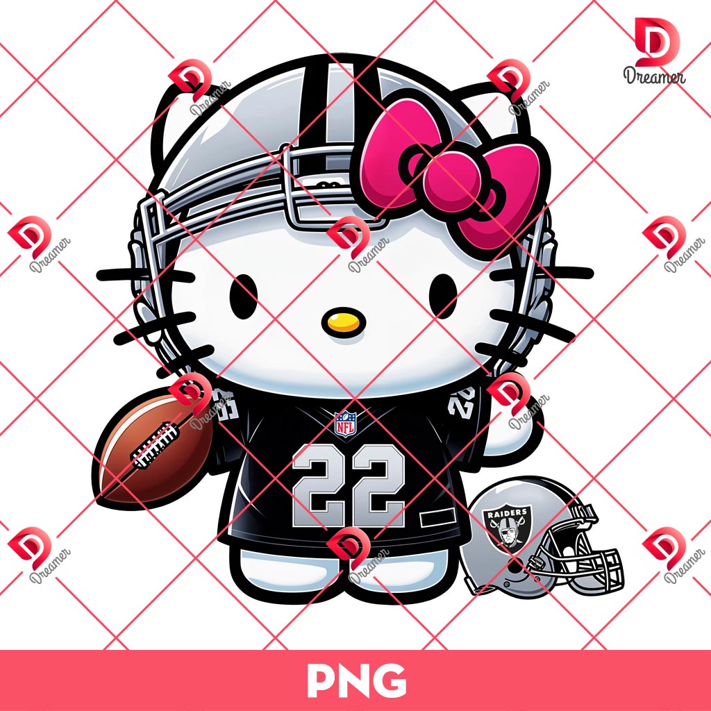Hello Kitty Las Vegas Raiders Player PNG, NFL Kitty Raiders Football Team PNG