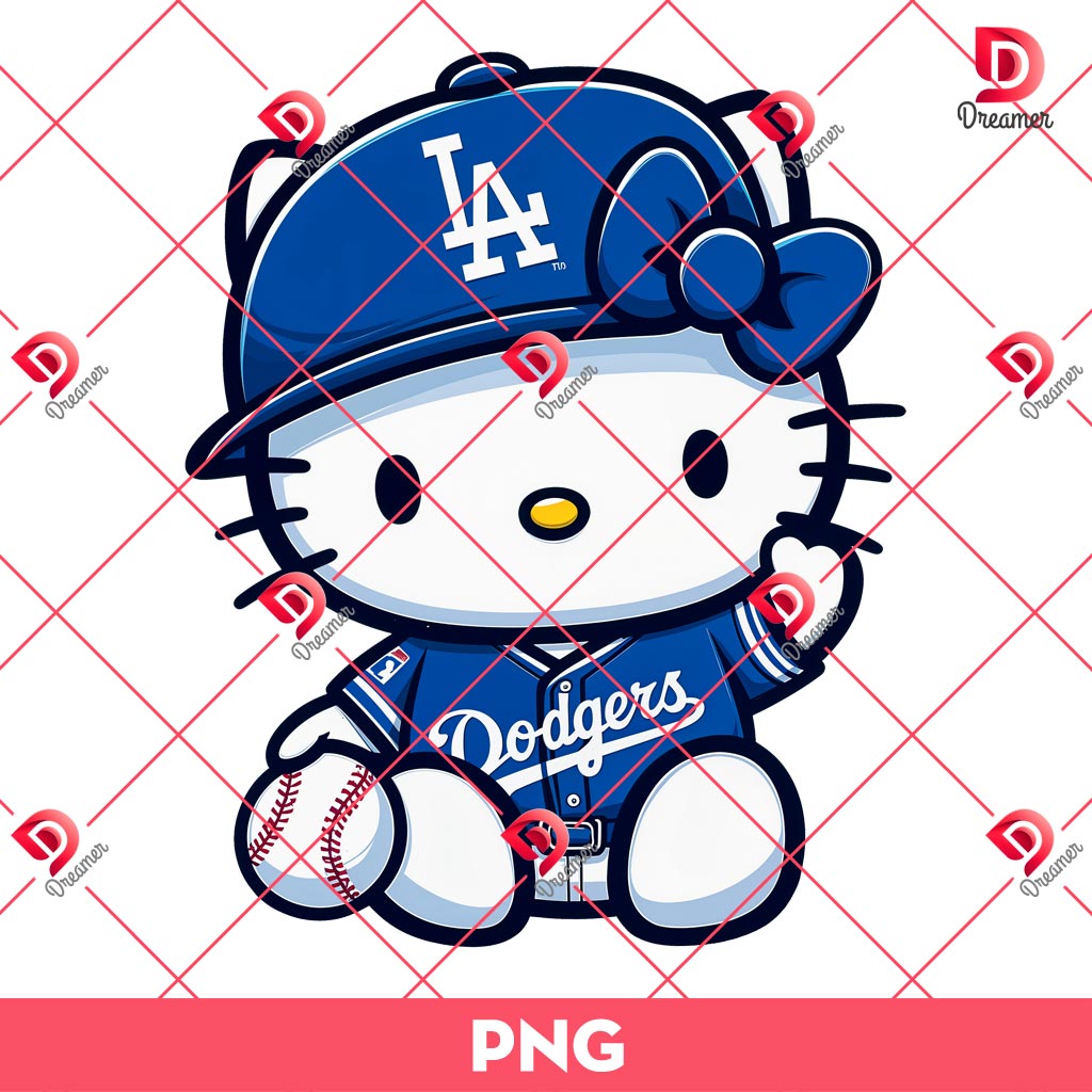 Hello Kitty MLB LA Dodgers Player PNG, Hello Kitty Baseball Los Angeles Dodgers Team PNG