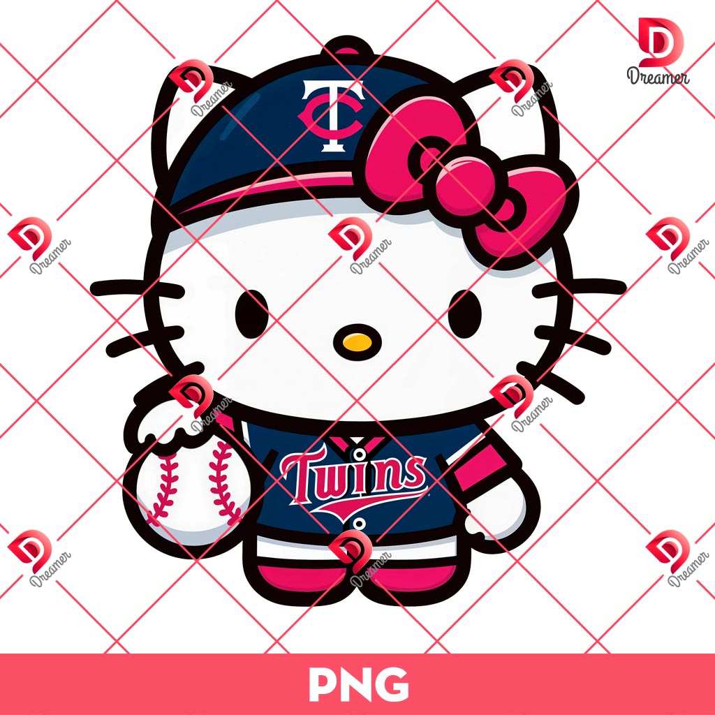 Hello Kitty Minnesota Twins Player PNG, MLB Baseball Hello Kitty Twins PNG