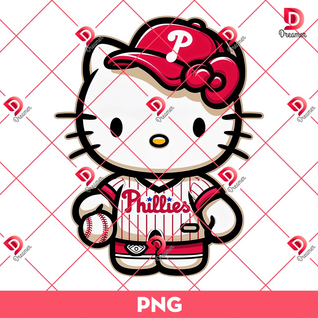 Hello Kitty Philadelphia Phillies MLB Player PNG, Baseball Phillies Hello Kitty PNG