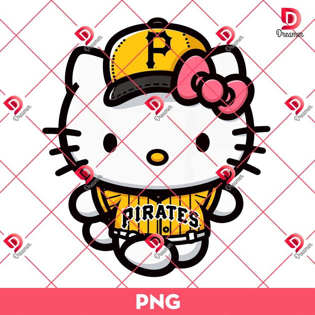 Hello Kitty Pittsburgh Pirates Player PNG, MLB Baseball Pittsburgh Pirates Team Hello Kitty PNG