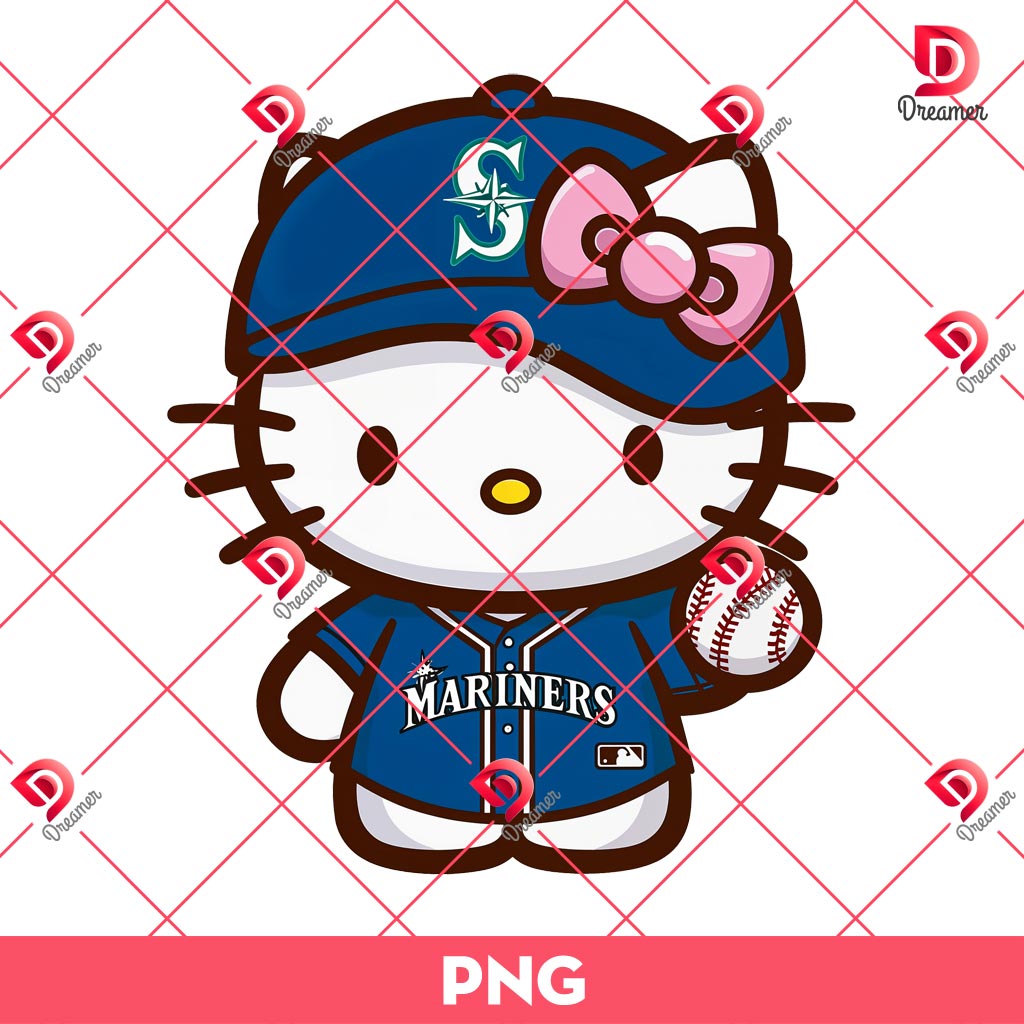 Hello Kitty Seattle Mariners MLB Player PNG, Baseball Hello Kitty Player PNG