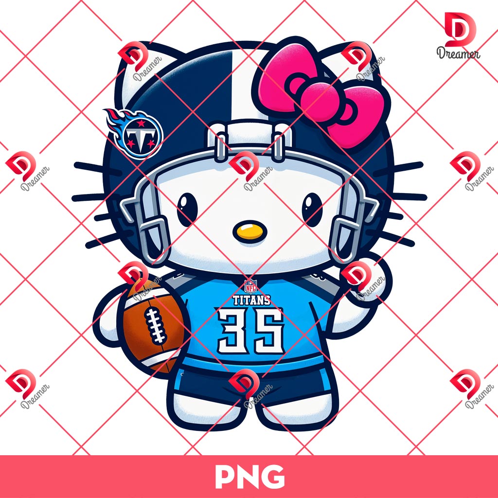 Hello Kitty Tennessee Titans Player PNG, NFL Football Hello Kitty PNG