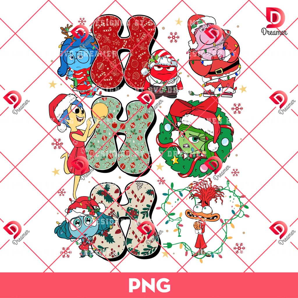 Ho Ho Ho Inside Out Christmas PNG, Merry Xmas Inside Out Movie PNG