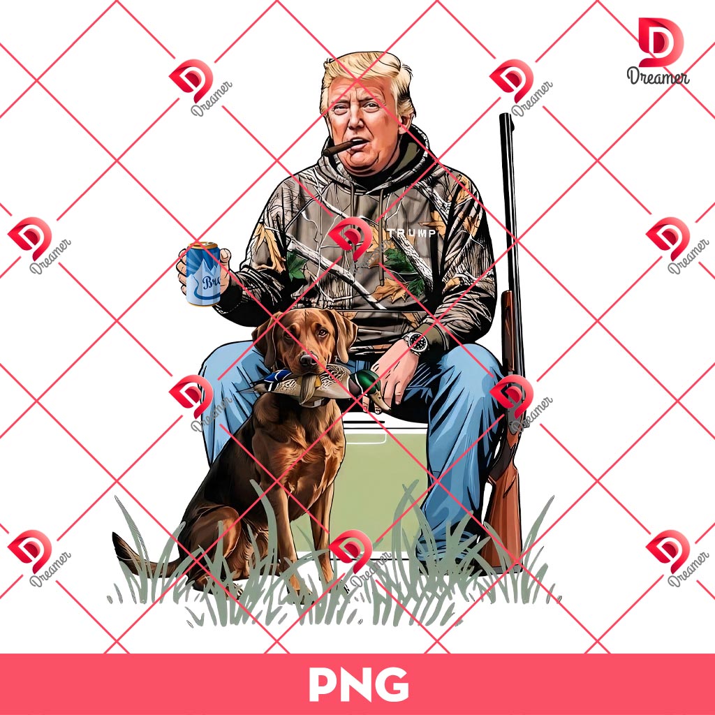 Hunting Trump Holding A Beer PNG, Presidential Race 2024 PNG