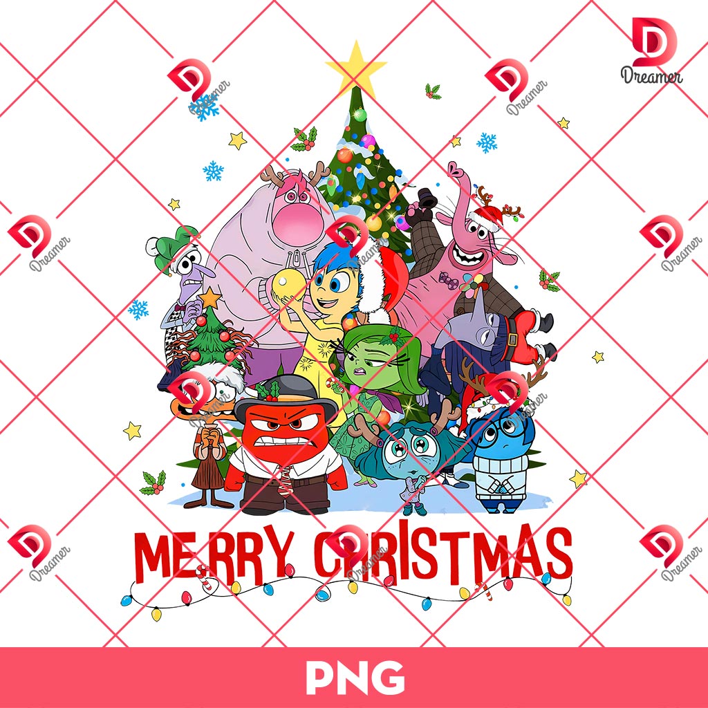 Inside Out 2 Characters Chrishmast PNG, Cartoon Emotions Friends Christmas PNG