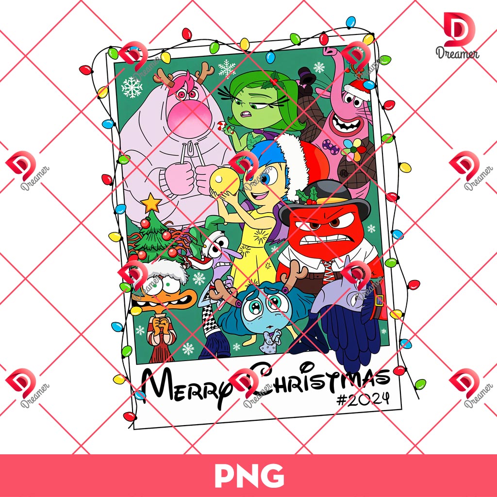 Inside Out Merry Christmas 2024 PNG, Inside Out Cartoon Characters PNG