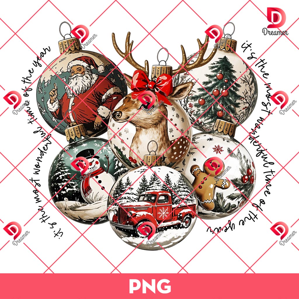 It's The Most Wonderful Time Of The Year PNG, Vintage Christmas PNG