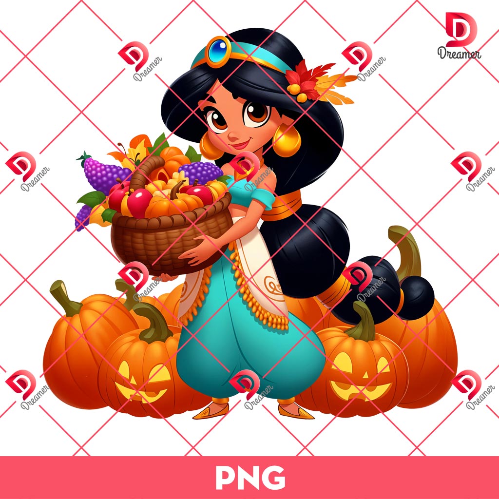 Jasmine Thanksgiving PNG, Disney Princess Thanksgiving PNG